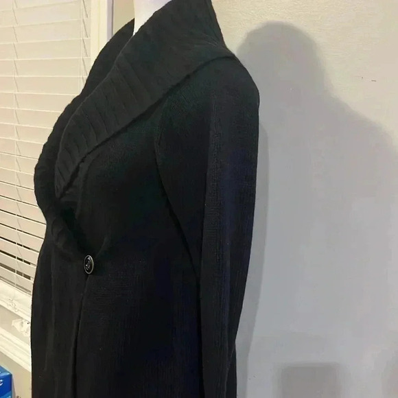 [M]Talulah Black One Button Closure Wool Cashmere Cardigan Wide Neck  Sweater - Picture 6 of 8